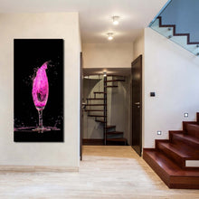 Load image into Gallery viewer, cocktail  splash  canvas  wall  art  black  background  strawberry  cocktail  glass  1  piece  canvas  print  purple  cocktail  explosion  canvas  artwork
