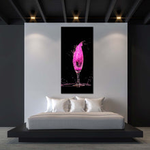 Load image into Gallery viewer, cocktail  splash  canvas  wall  art  black  background  strawberry  cocktail  glass  1  piece  canvas  print  purple  cocktail  explosion  canvas  artwork In Bedroom
