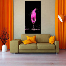 Load image into Gallery viewer, cocktail  splash  canvas  wall  art  black  background  strawberry  cocktail  glass  1  piece  canvas  print  purple  cocktail  explosion  canvas  artwork For Living Room
