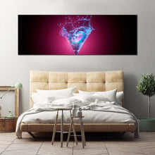 Load image into Gallery viewer, cocktail  splashing  canvas  wall  art  blue  red  martini  glass  1  piece  canvas  alcohol  glass  isolated  canvas  print In Bedroom
