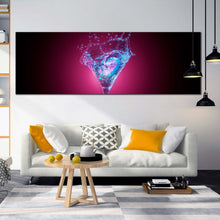 Load image into Gallery viewer, cocktail  splashing  canvas  wall  art  blue  red  martini  glass  1  piece  canvas  alcohol  glass  isolated  canvas  print In Living Room
