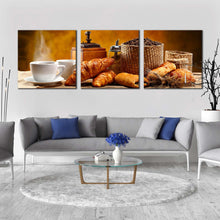 Load image into Gallery viewer, coffee  beans  canvas  wall  art  brown  coffee  breakfast  canvas  photography  3  piece  canvas  set  white  coffee  cup  canvas  print For Living Room
