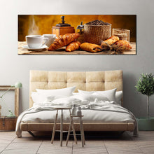 Load image into Gallery viewer, coffee  breakfast  canvas  wall  art  white  coffee  cup  panoramic  canvas  print  brown  coffee  beans  canvas  photography  wide  canvas For Bedroom
