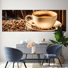 Load image into Gallery viewer, coffee  cup  canvas  wall  art  brown  coffee  background  panoramic  canvas  print  white  coffee  mug  canvas  artwork For Living Room
