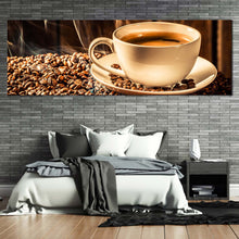 Load image into Gallery viewer, coffee  cup  canvas  wall  art  brown  coffee  background  panoramic  canvas  print  white  coffee  mug  canvas  artwork In Bedroom
