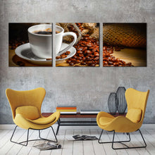 Load image into Gallery viewer, coffee  cup  canvas  wall  art  brown  coffee  canvas  photography  3  piece  canvas  set  white  espresso  mug  canvas  print In Living Room
