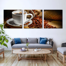 Load image into Gallery viewer, coffee  cup  canvas  wall  art  brown  coffee  canvas  photography  3  piece  canvas  set  white  espresso  mug  canvas  print For Living Room
