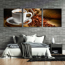 Load image into Gallery viewer, coffee  cup  canvas  wall  art  brown  coffee  canvas  photography  3  piece  canvas  set  white  espresso  mug  canvas  print For Bedroom
