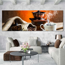 Load image into Gallery viewer, coffee  grinder  canvas  wall  art  white  coffee  mug  canvas  artwork  brown  coffee  beans  1  piece  canvas  print For Living Room
