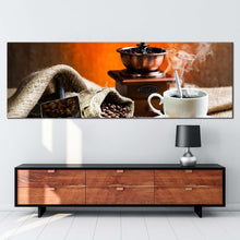 Load image into Gallery viewer, coffee  grinder  canvas  wall  art  white  coffee  mug  canvas  artwork  brown  coffee  beans  1  piece  canvas  print In Living Room
