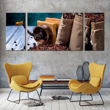 Load image into Gallery viewer, coffee  sack  canvas  wall  art  coffee  white  wood  canvas  photography  3  piece  canvas  print  brown  coffee  seeds  multi  canvas  artwork For Living Room
