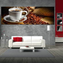 Load image into Gallery viewer, coffee  sack  canvas  wall  art  white  coffee  cup  1  piece  canvas  print  brown  coffee  beans  canvas  artwork In Living Room
