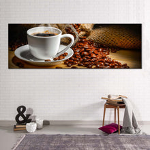 Load image into Gallery viewer, coffee  sack  canvas  wall  art  white  coffee  cup  1  piece  canvas  print  brown  coffee  beans  canvas  artwork For Living Room
