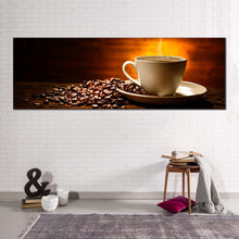 Load image into Gallery viewer, coffee  smoke  canvas  wall  art  white  coffee  cup  wide  canvas  brown  coffee  beans  1  piece  canvas  print For Living Room
