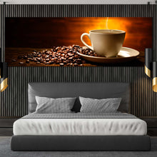 Load image into Gallery viewer, coffee  smoke  canvas  wall  art  white  coffee  cup  wide  canvas  brown  coffee  beans  1  piece  canvas  print For Bedroom
