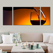 Load image into Gallery viewer, cognac  pouring  canvas  wall  art  luxury  cognac  black  bottle  3  piece  canvas  print  red  cognac  glass  multi  canvas In Living Room
