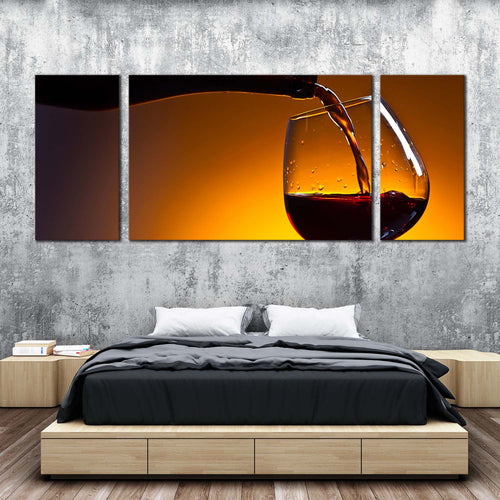 cognac  pouring  canvas  wall  art  luxury  cognac  black  bottle  3  piece  canvas  print  red  cognac  glass  multi  canvas For Bedroom