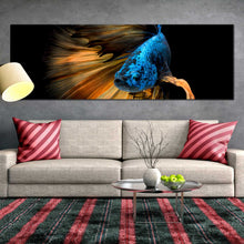 Load image into Gallery viewer, colorful  betta  fish  black  background  large  canvas  print  home  art In Living Room
