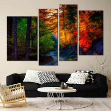 Load image into Gallery viewer, colorful path forest 4 pieces wall art
