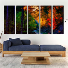 Load image into Gallery viewer, colorful path forest 5 piece wall art For Living room
