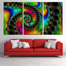 Load image into Gallery viewer, contemporary abstract canvas print abstract colorful swirl 3 piece canvas wall art abstract never ending triptych canvas set In Living Room
