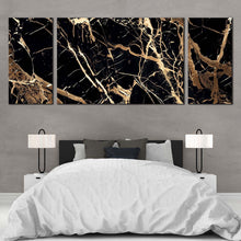 Load image into Gallery viewer, contemporary  abstract  canvas  print  brown  abstract  marble  canvas  3  piece  canvas  wall  art  abstract  black  golden  stone  multiple  canvas For Bedroom
