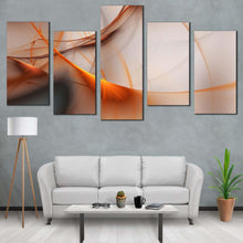 Load image into Gallery viewer, contemporary abstract canvas print modern abstract fractal multiple canvas grey orange elegant abstract 5 piece canvas wall art For Your Living Room
