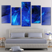 Load image into Gallery viewer, contemporary abstract canvas wall art bright abstract fractal 5 piece canvas set blue black elegant abstract fractal canvas print In Your Bedroom
