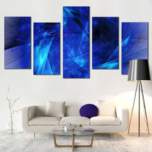 Load image into Gallery viewer, contemporary abstract canvas wall art bright abstract fractal 5 piece canvas set blue black elegant abstract fractal canvas print For Living Room
