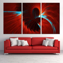 Load image into Gallery viewer, contemporary abstract canvas wall art redl abstract modern fractal multi canvas blue abstract digital artwork 3 piece canvas print In Living Room
