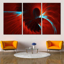 Load image into Gallery viewer, contemporary abstract canvas wall art redl abstract modern fractal multi canvas blue abstract digital artwork 3 piece canvas print For Living room
