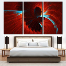 Load image into Gallery viewer, contemporary abstract canvas wall art redl abstract modern fractal multi canvas blue abstract digital artwork 3 piece canvas print For Bedroom
