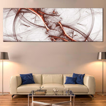 Load image into Gallery viewer, contemporary  abstract  canvas  wall  art  white  abstract  fractal  canvas  print  brown  abstract  panoramic  canvas  artwork In Living Room
