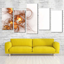 Load image into Gallery viewer, contemporary abstract canvas wall art white modern elegant abstract canvas print yellow abstract fractal 5 piece canvas set For Living Room
