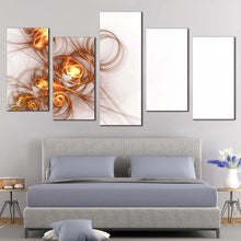 Load image into Gallery viewer, contemporary abstract canvas wall art white modern elegant abstract canvas print yellow abstract fractal 5 piece canvas set For Bedroom
