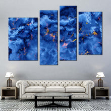 Load image into Gallery viewer, contemporary marble canvas wall art blue abstract stone 4 piece canvas print yellow marble texture multi canvas artwork for living room
