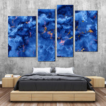 Load image into Gallery viewer, contemporary marble canvas wall art blue abstract stone 4 piece canvas print yellow marble texture multi canvas artwork
