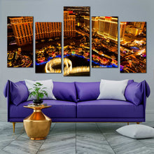 Load image into Gallery viewer, contemporary Las Vegas Skyline At Night 5 piece wall decor For Living Room
