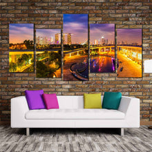 Load image into Gallery viewer, contemporary Singapore City Skyline At Night 5 piece wall decor For Your Living Room
