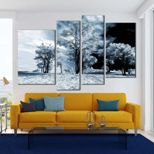 Load image into Gallery viewer, contemporary White And Black Forest Trees 4 Panel decor
