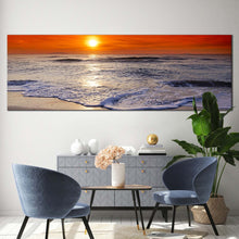 Load image into Gallery viewer, corsica  beach  canvas  wall  art  red  orange  sky  ocean  panoramic  canvas  print  beautiful  ocean  canvas  artwork For Living Room
