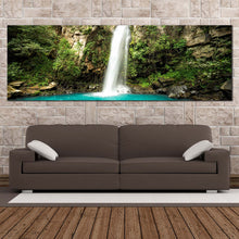 Load image into Gallery viewer, costa  rica  canvas  wall  art  white  guanacaste  waterfall  canvas  artwork  majestic  green  jungle  rainforest  1  piece  canvas  print In Living Room
