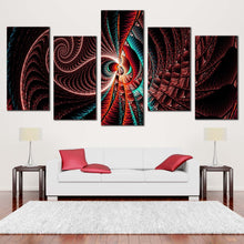 Load image into Gallery viewer, creative fractal canvas wall art brown abstract digital artwork canvas print digital abstract pattern 5 piece multiple canvas In Living Room
