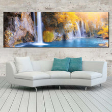 Load image into Gallery viewer, croatia  waterfall  canvas  wall  art  yellow  trees  autumn  waterfall  canvas  print  blue  plitvice  waterfall  1  piece  canvas  artwork For Living Room
