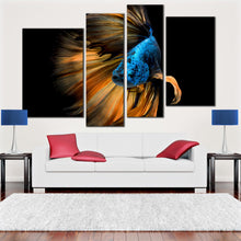 Load image into Gallery viewer, crown tail siamese fighting fish 4 panel canvas print
