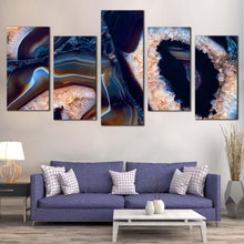 Load image into Gallery viewer, crystal  stone  canvas  print  blue  abstract  stone  5  piece  canvas  wall  art  white  agate  stone  multiple  canvas For Living Room
