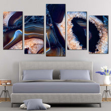 Load image into Gallery viewer, crystal  stone  canvas  print  blue  abstract  stone  5  piece  canvas  wall  art  white  agate  stone  multiple  canvas For Bedroom
