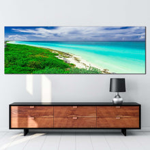 Load image into Gallery viewer, cuba  ocean  canvas  wall  art  green  santa  maria  island  panoramic  canvas  print  blue  cloudy  sky  ocean  wide  canvas For Living Room
