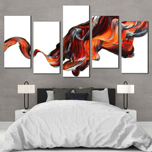 Load image into Gallery viewer, curved pattern canvas wall art black abstract digital artwork 5 piece canvas set orange abstract splash canvas print For Bedroom
