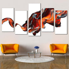 Load image into Gallery viewer, curved pattern canvas wall art black abstract digital artwork 5 piece canvas set orange abstract splash canvas print For Living Room
